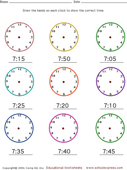 Karty pracy związane z obliczeniami czasowymi i nauką zegara - zegar19.bmp